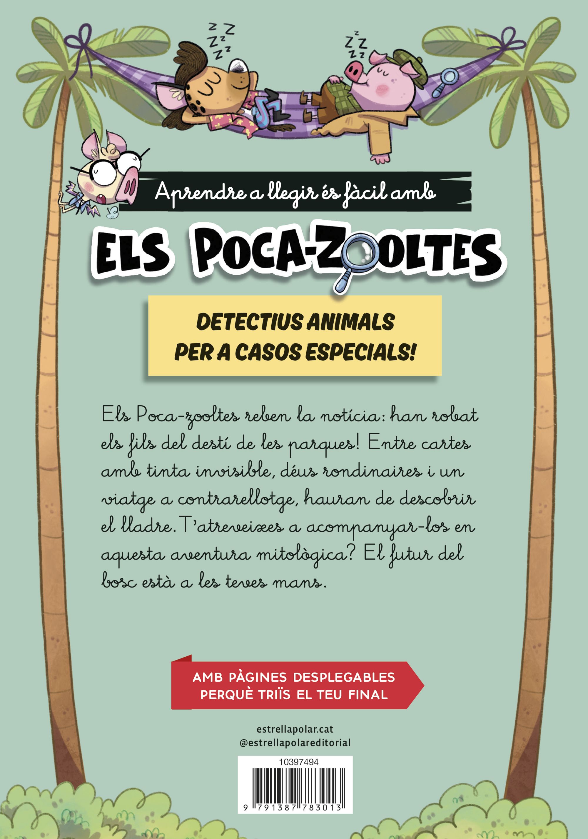 Miniatura contraportada Aprendre a llegir amb els detectius Poca-zooltes Lletra lligada 2. Els deus del