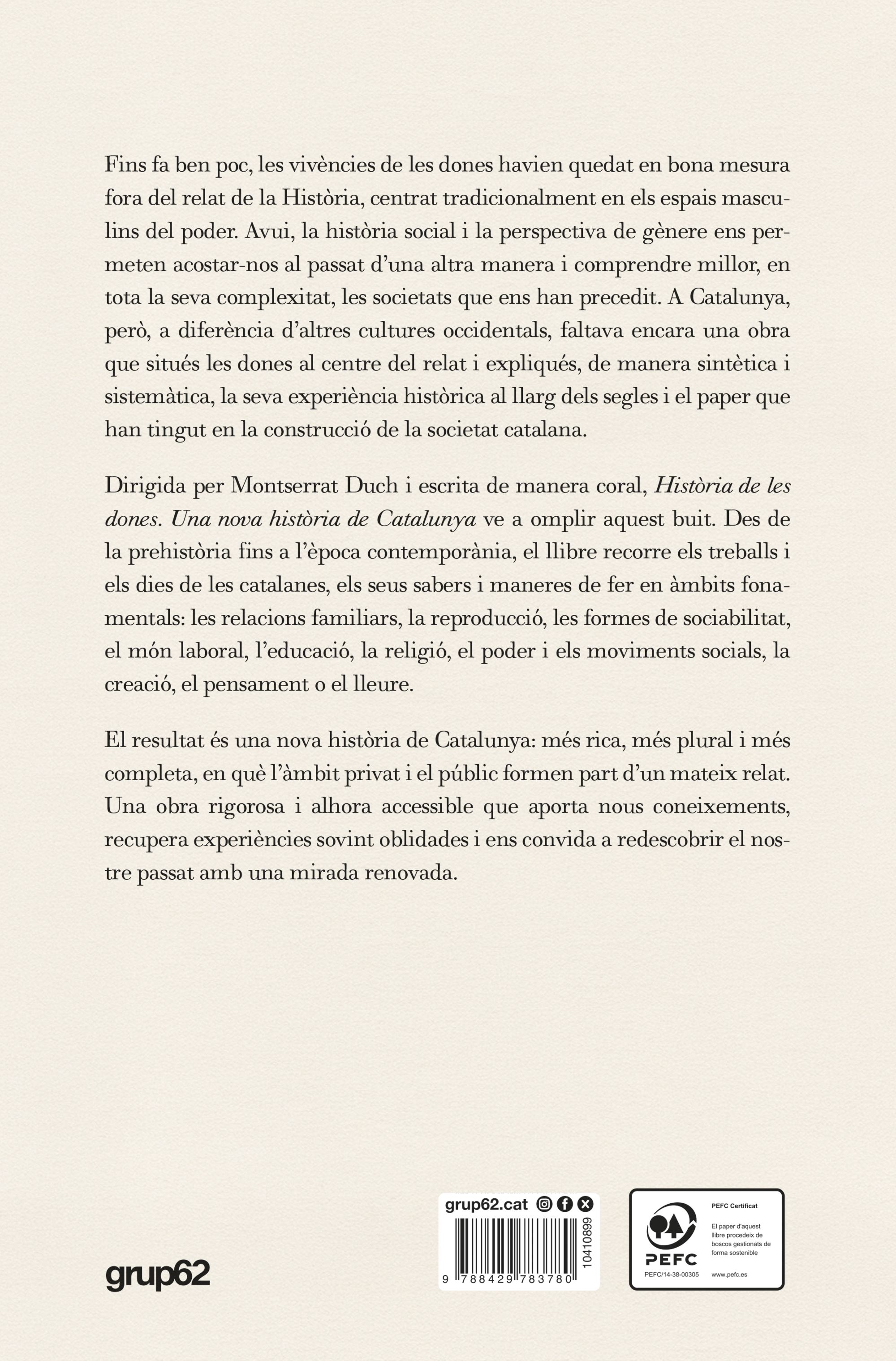 Miniatura contraportada Història de les dones. Una nova història de Catalunya