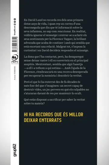 Contraportada El sacrifici (Sèrie Memento 1)