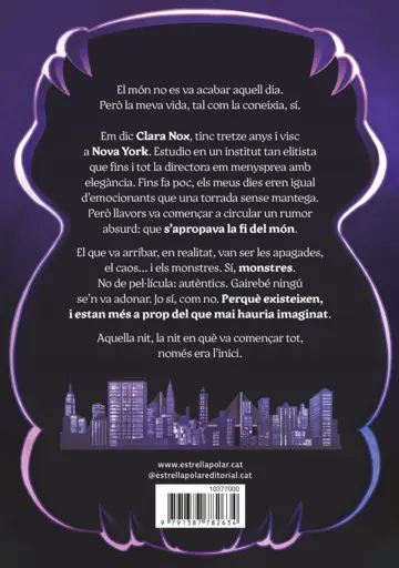 Contraportada Clara Nox 1. Ara hi ha monstres