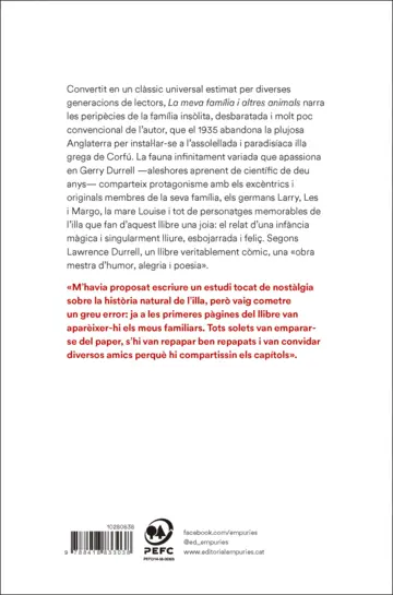Contraportada La meva família i altres animals