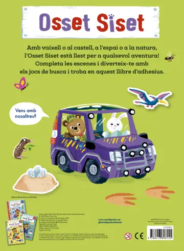 Contraportada Osset Siset. El meu primer llibre d'adhesius. Aventures