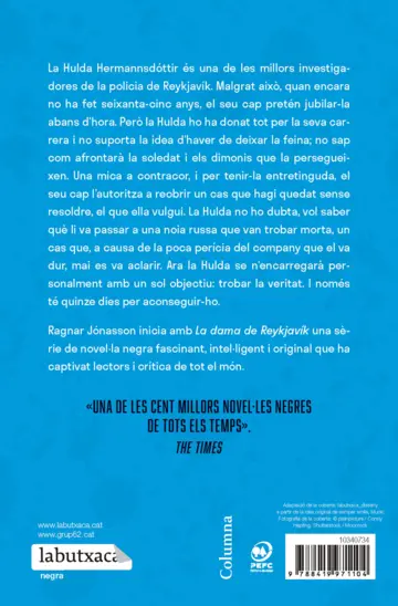 Contraportada La dama de Reykjavík (Sèrie Inspectora Hulda 1)