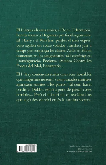 Contraportada Harry Potter i la cambra secreta (rústica)