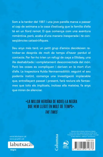 Contraportada L'illa (Sèrie Inspectora Hulda 2)