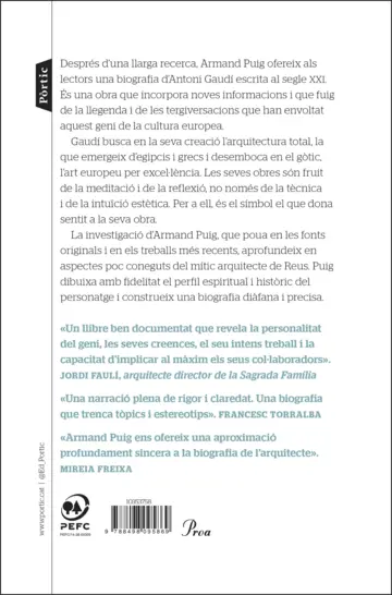 Contraportada Antoni Gaudí, vida i obra