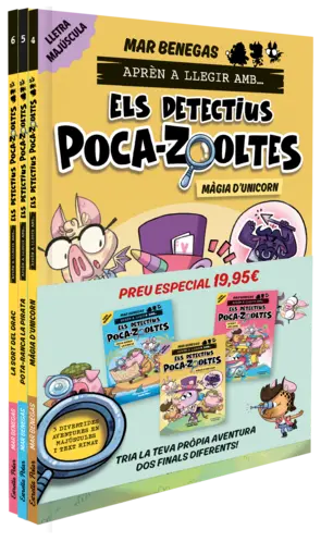 Portada PACK Aprèn a llegir amb... Els detectius Poca-zooltes! 4,5 i 6: En lletra MAJÚS