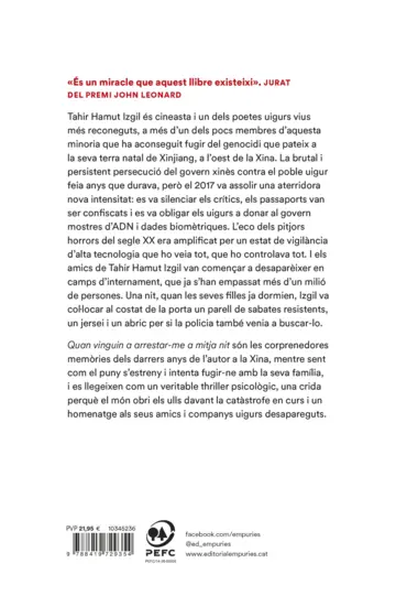 Contraportada Quan vinguin a arrestar-me a mitja nit