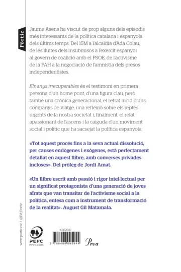 Contraportada Els anys irrecuperables