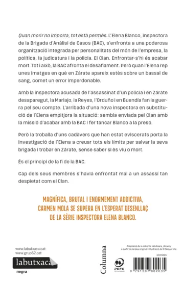 Contraportada El Clan (Inspectora Elena Blanco 5)
