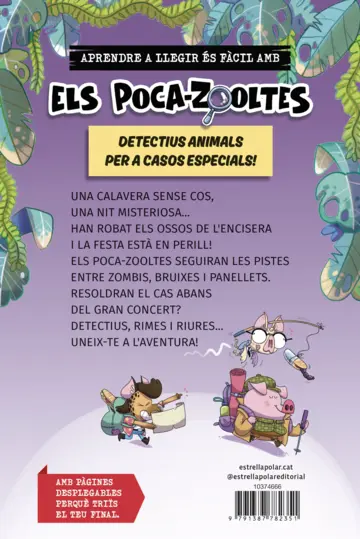 Contraportada Aprén a llegir amb Els detectius Poca-zooltes 8. La Calavera Encisera