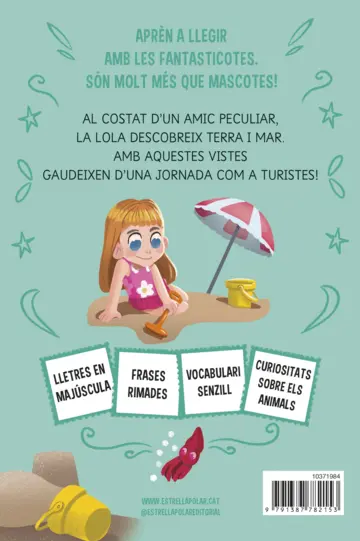 Contraportada Aprèn a llegir amb les Fantasticotes 13. La Lola juga amb les ones