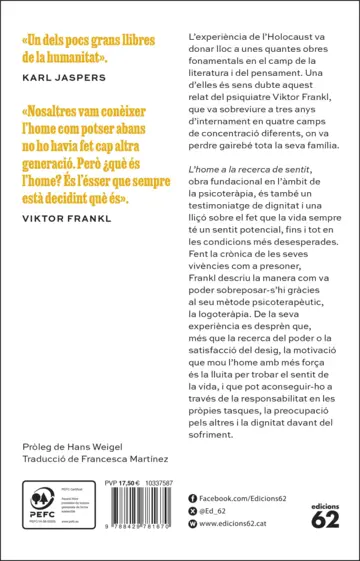 Contraportada L'home a la recerca de sentit