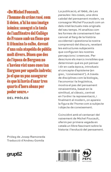 Contraportada Les paraules i les coses