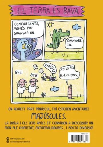 Contraportada Drila Cocodrila 5. El terra és bava! Aprenc a llegir