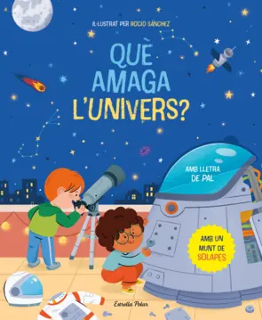 Portada Què amaga l'univers? Llibre amb solapes