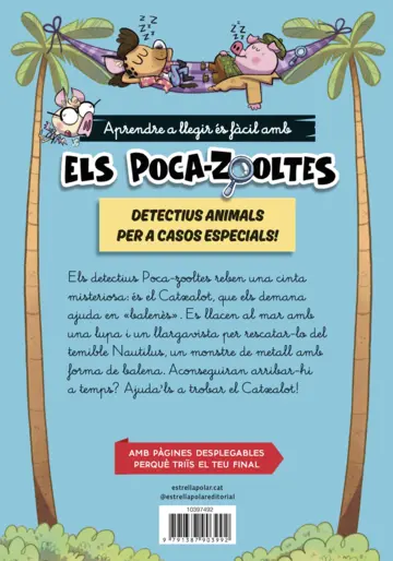 Contraportada Aprendre a llegir amb els detectius Poca-zooltes Lletra lligada 1. Aventura zoob