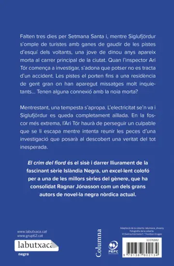 Contraportada El crim del fiord (Sèrie Islàndia Negra 6)